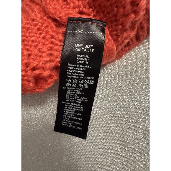 Red Knit Beanie Pattern Orange Comfy Cozy Trendy - Picture 2 of 4